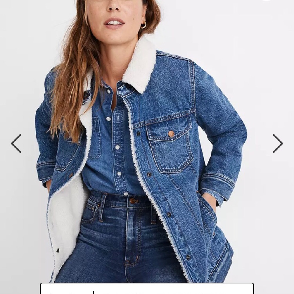 Madewell oversized jean jacket: Sherpa Edition L NWT